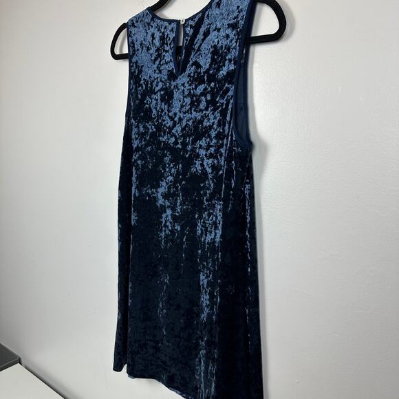 NWT Entro Womens Crochet Lace Velvet Navy Blue Sleeveless Mini Shift Dress Small - Picture 6 of 9